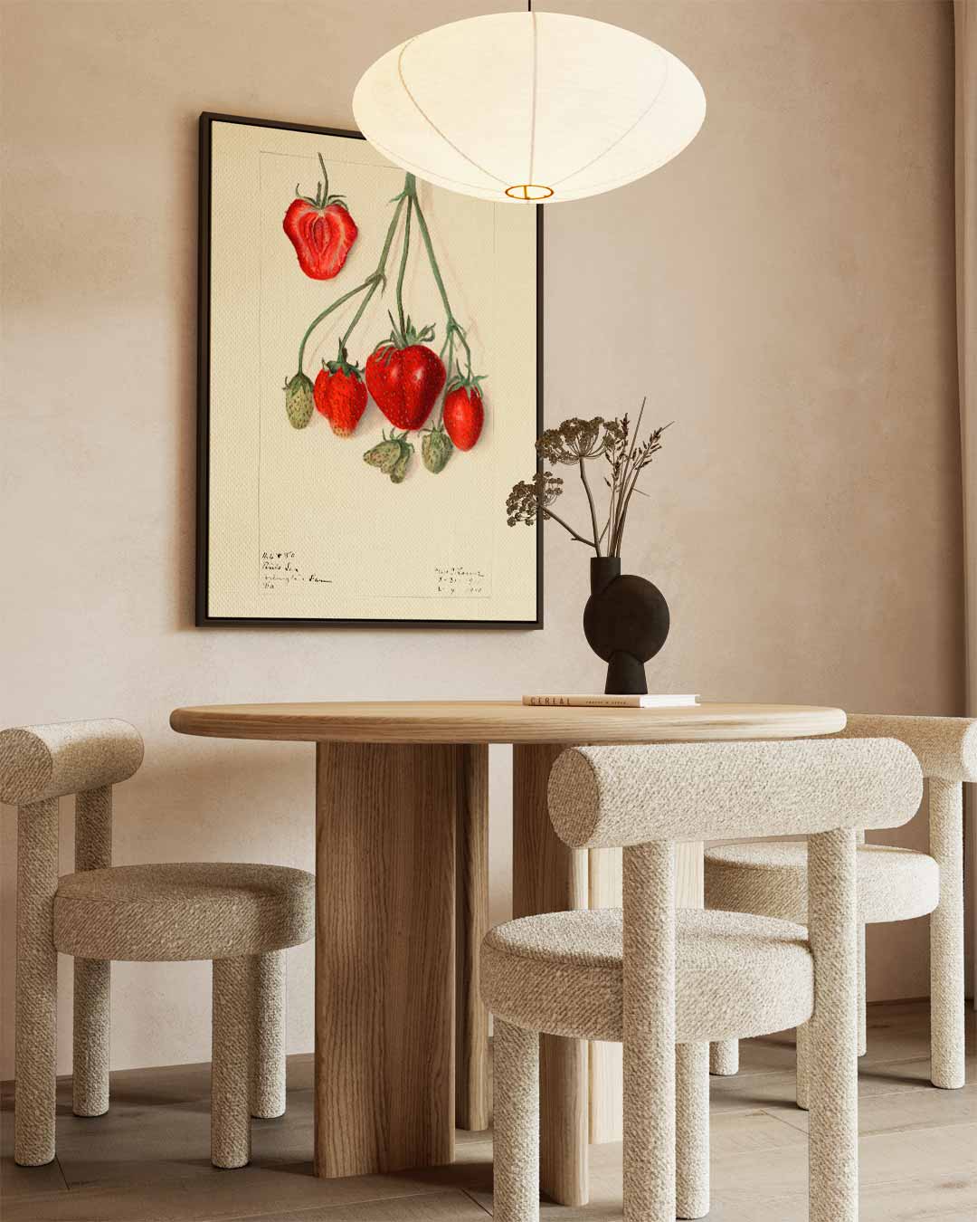 Aardbeien Illustratie Kunstwerk-canvas-dibond-plexiglas-wanddecoratie-WallArtistic