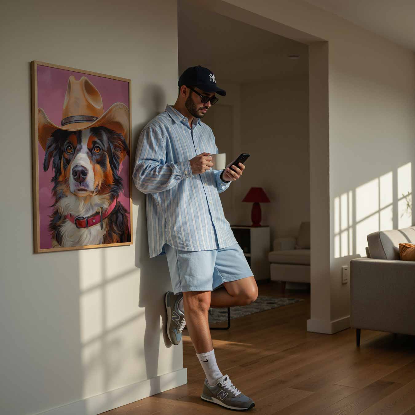 Cowboy Hond in Stijl Poster-WallArtistic