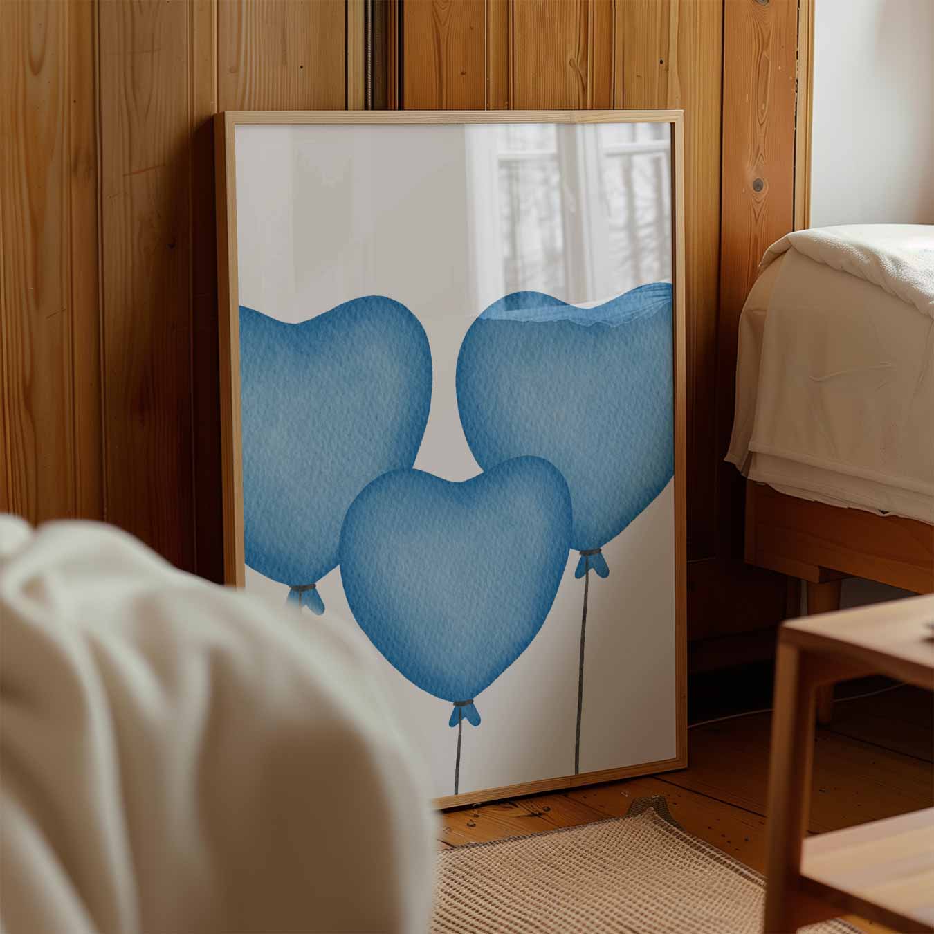 Blauwe Hart Ballonnen Poster-WallArtistic