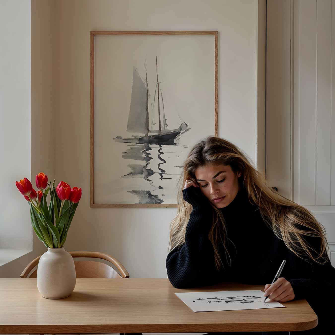 Zeilschip Silhouet Poster-WallArtistic