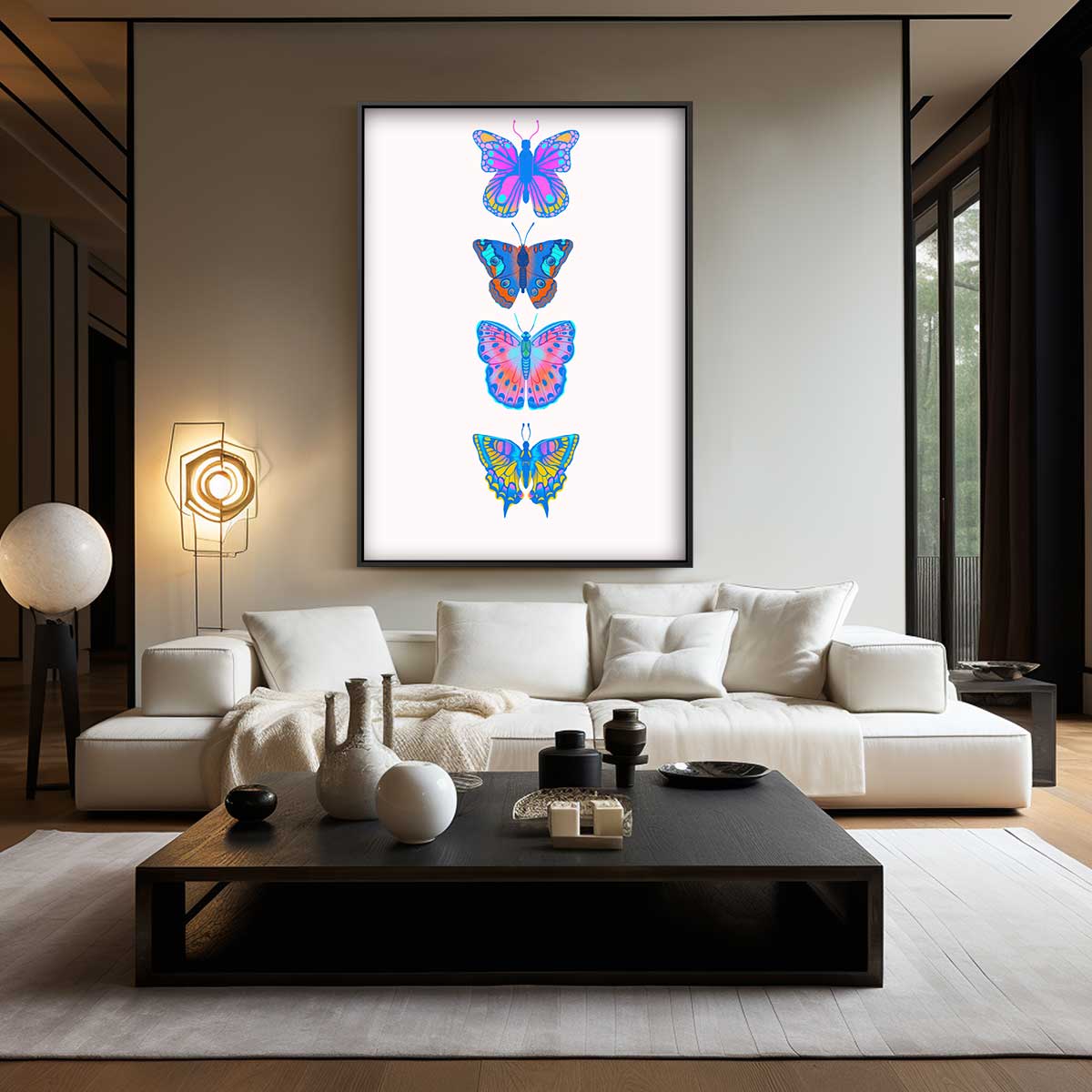 Kleurrijke Vlinders Parade Kunstwerk-canvas-dibond-plexiglas-wanddecoratie-WallArtistic