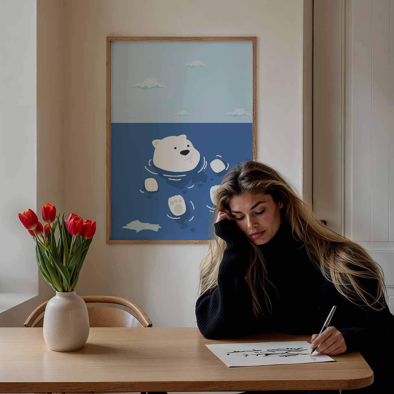 Zwemmende IJsbeer Poster-WallArtistic