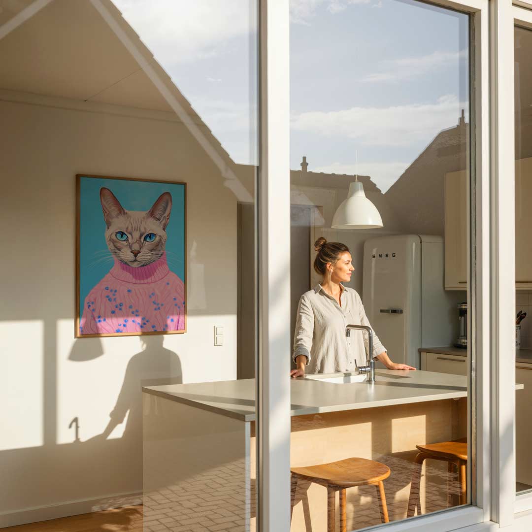 Stijlvolle Kat in Trui Poster-WallArtistic