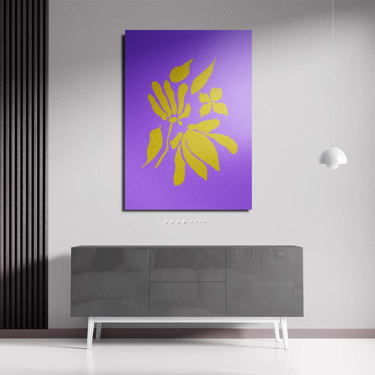 Bloemenenexplosie in Geel en Paars Kunstwerk-canvas-dibond-plexiglas-wanddecoratie-WallArtistic