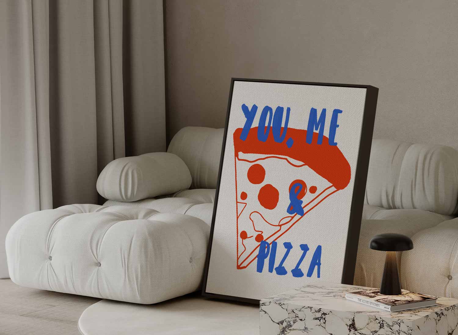 You, Me & Pizza Kunstwerk-canvas-dibond-plexiglas-wanddecoratie-WallArtistic