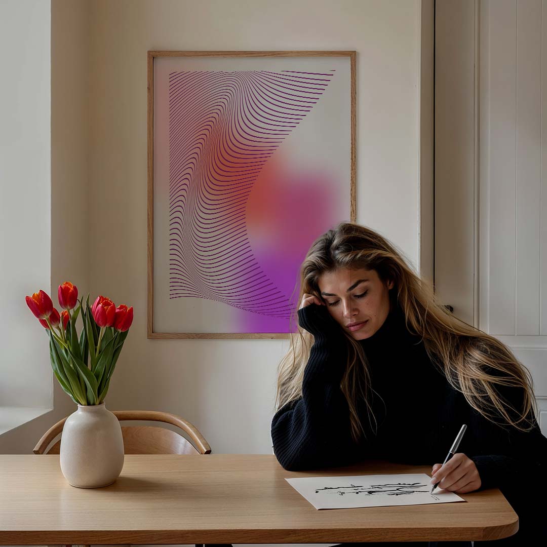 Moderne Golvende Geometrie Poster-WallArtistic