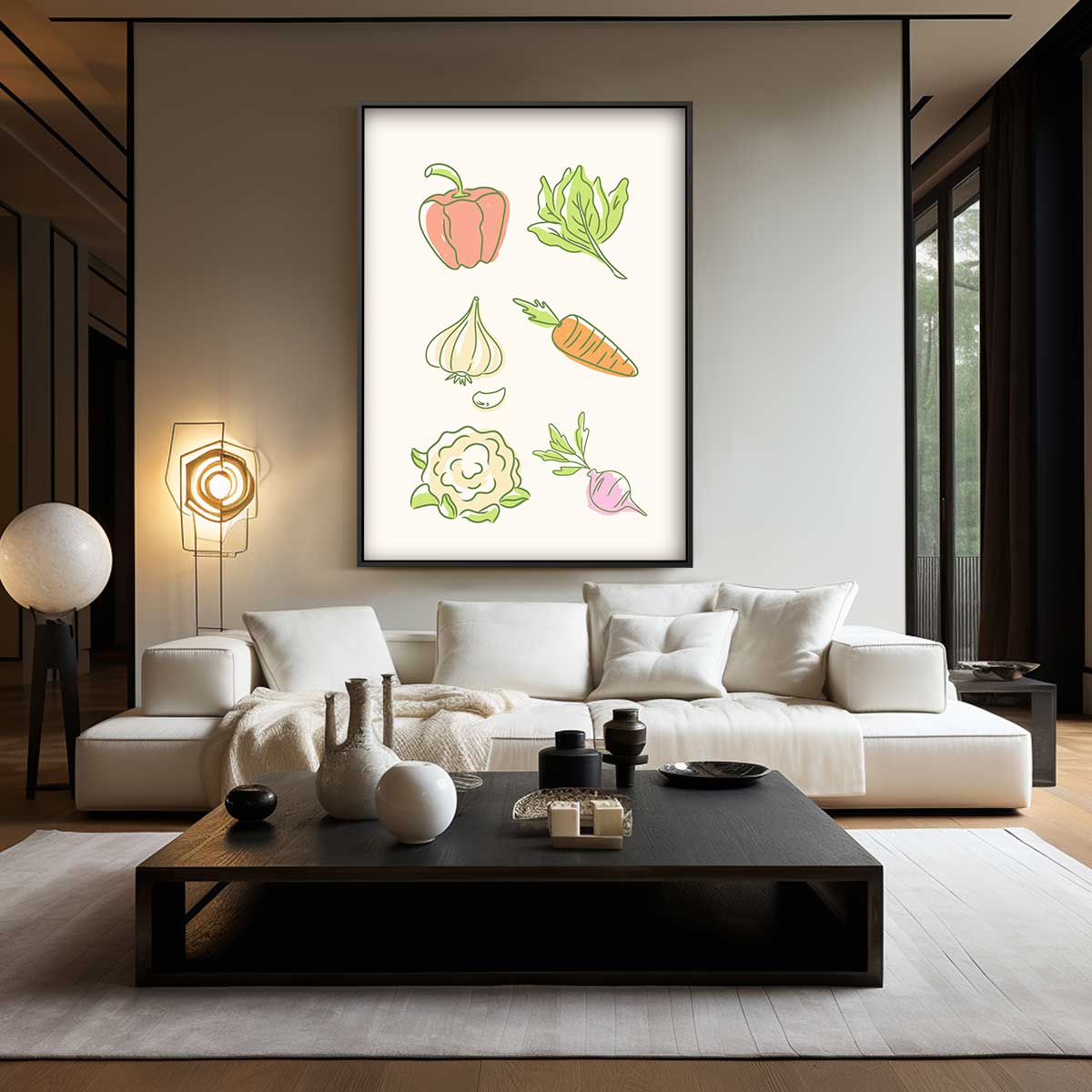 Vrolijke Groente Illustraties Kunstwerk-canvas-dibond-plexiglas-wanddecoratie-WallArtistic