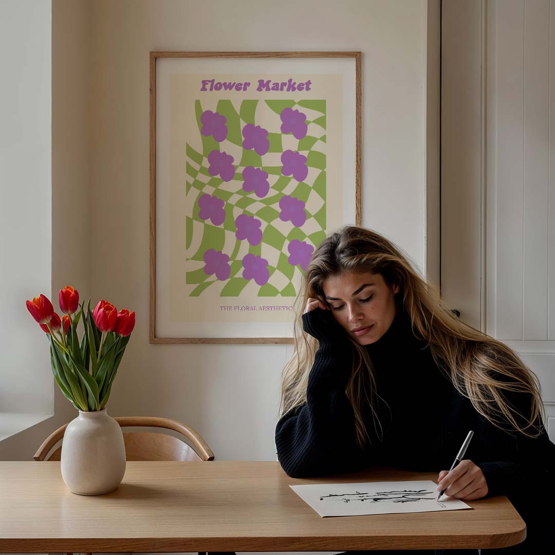 Vrolijke Bloemenmarkt Poster-WallArtistic