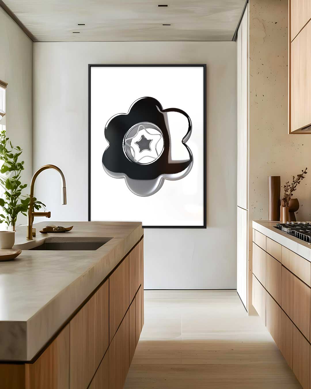 Sterrenbloem in Zilver Kunstwerk-canvas-dibond-plexiglas-wanddecoratie-WallArtistic