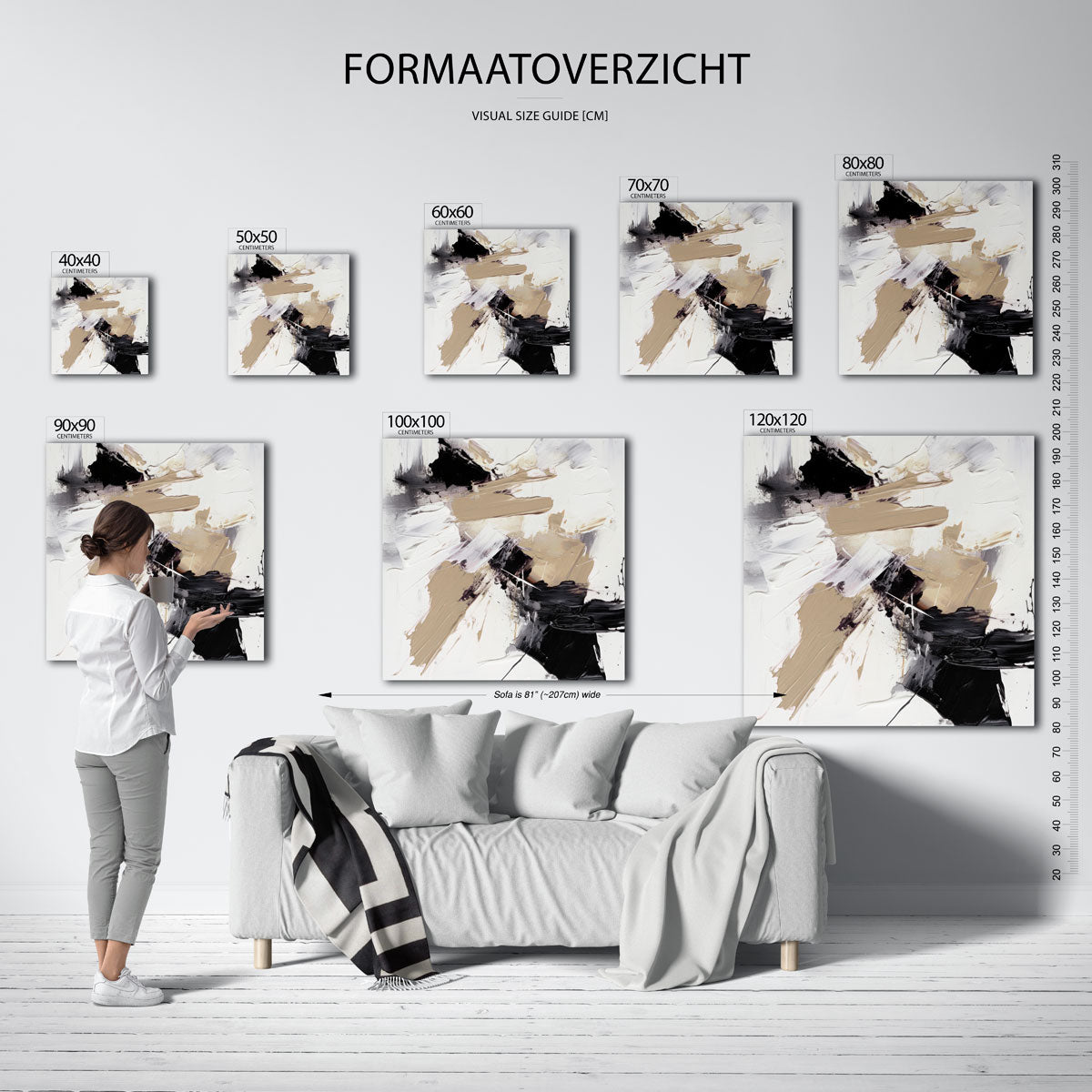 Abstracte beige en zwarte Poster