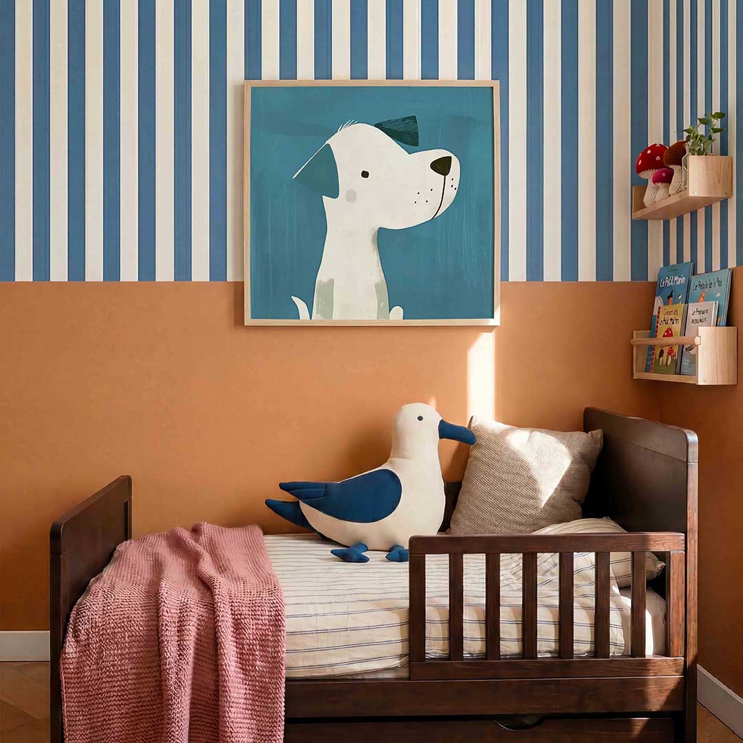 Hond met blauwe achtergrond Poster