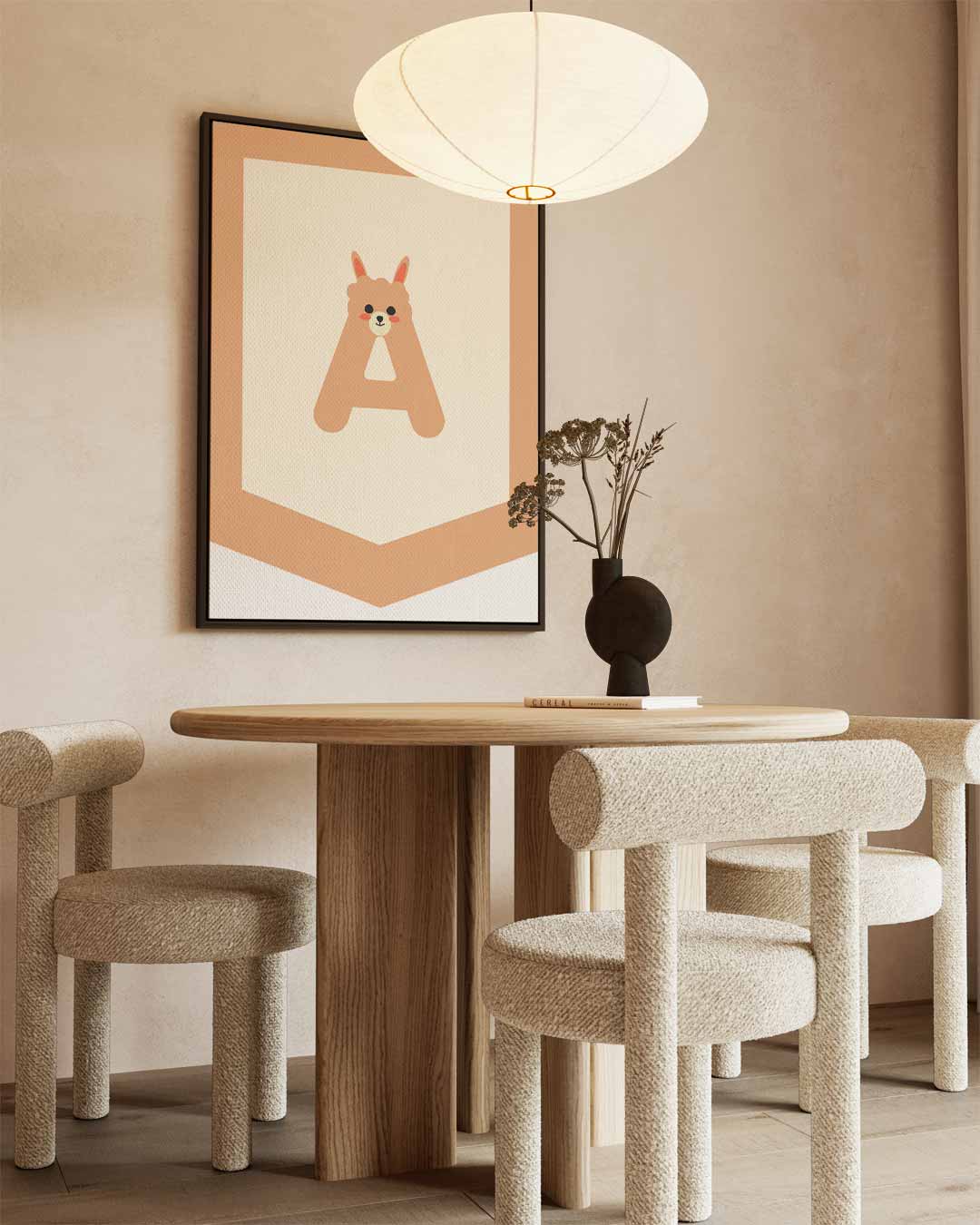 Schattige Alpaca Letter A Kunstwerk-canvas-dibond-plexiglas-wanddecoratie-WallArtistic