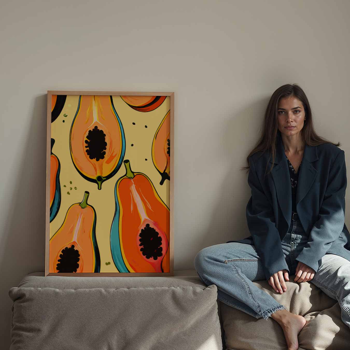 Tropische Papaya Print Poster-WallArtistic