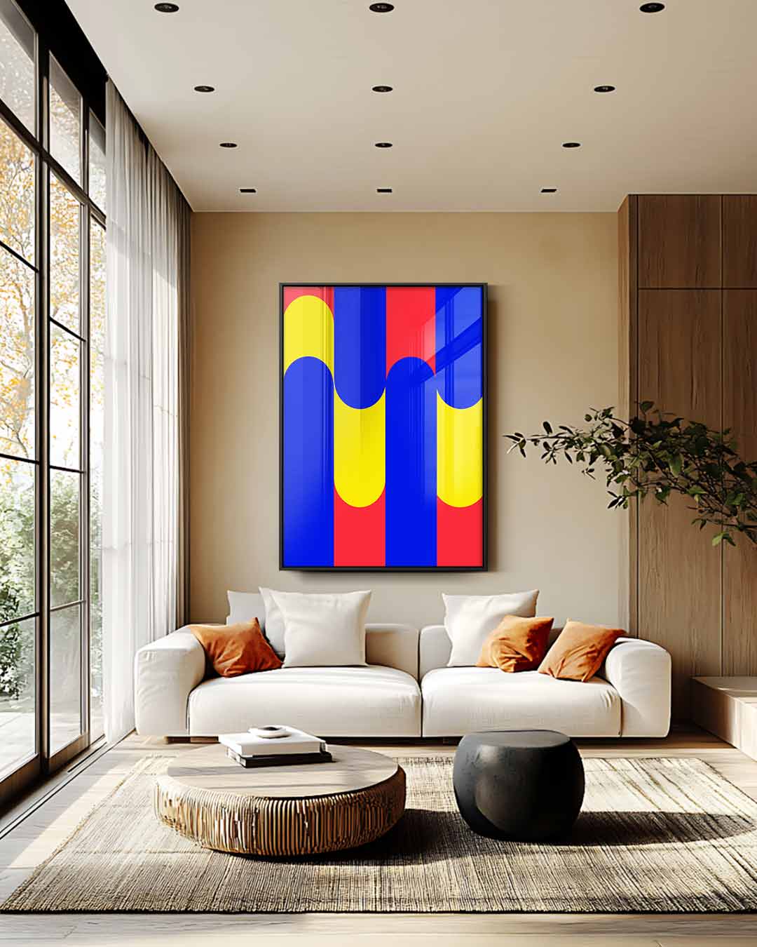 Kleurrijke Golven van Geometrie Kunstwerk-canvas-dibond-plexiglas-wanddecoratie-WallArtistic