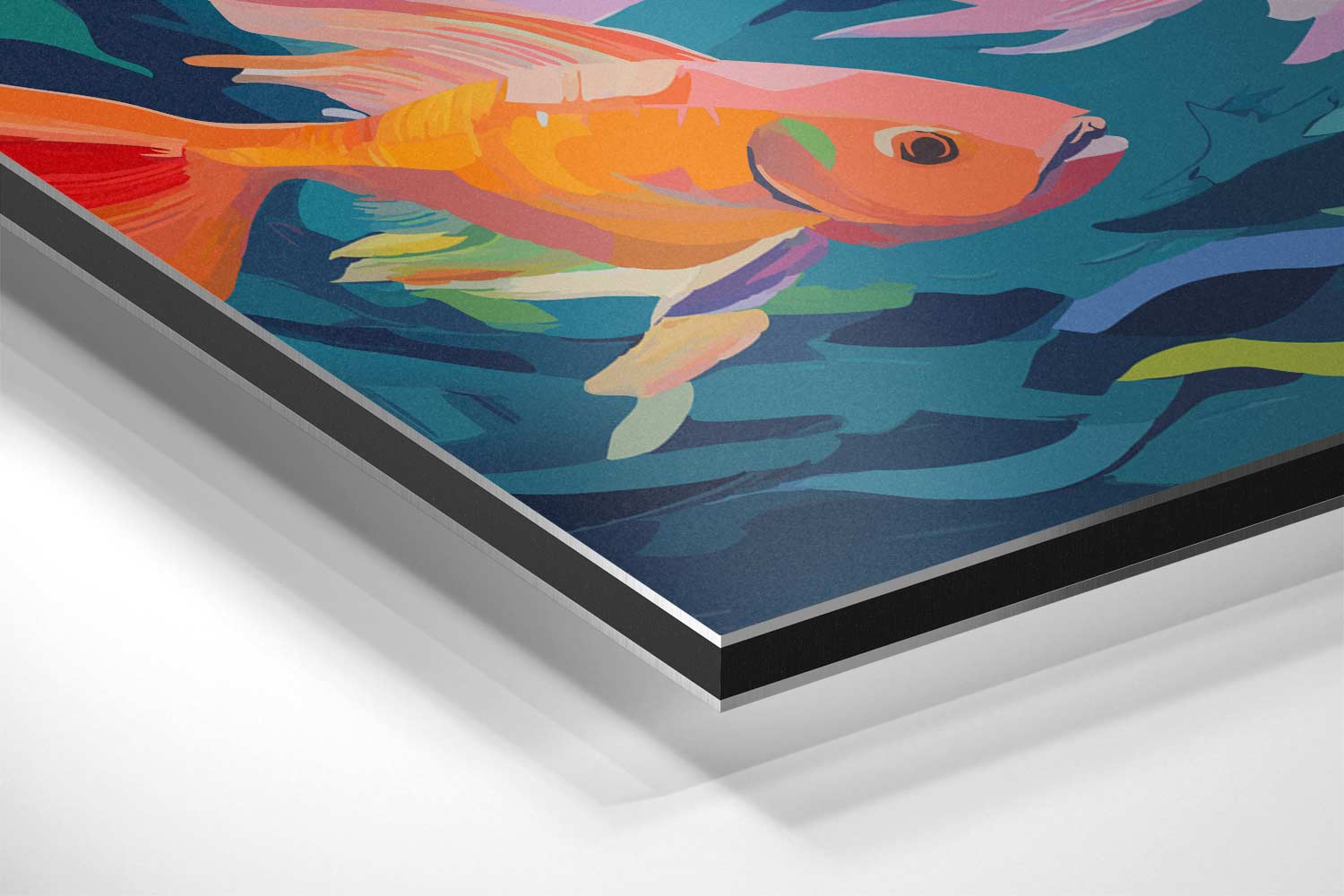Kleurrijke School Vissen Kunstwerk-canvas-dibond-plexiglas-wanddecoratie-WallArtistic
