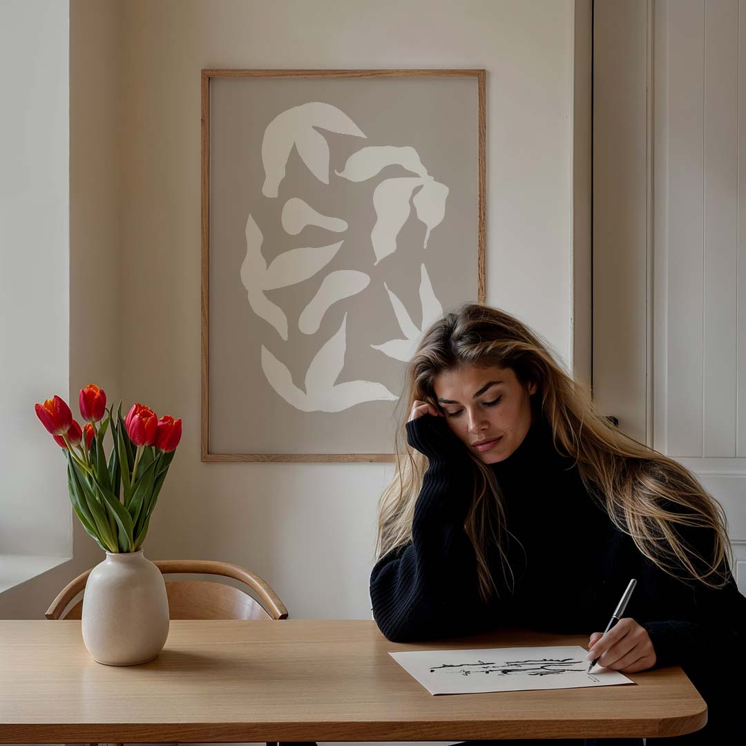 Sierlijke Bladeren Wanddecoratie Poster-WallArtistic