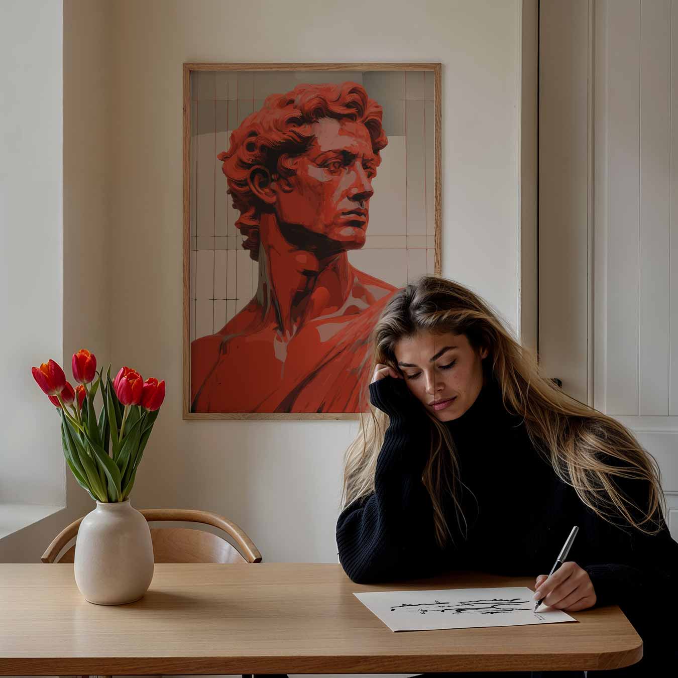 Elegante Rood David Beeld Poster
