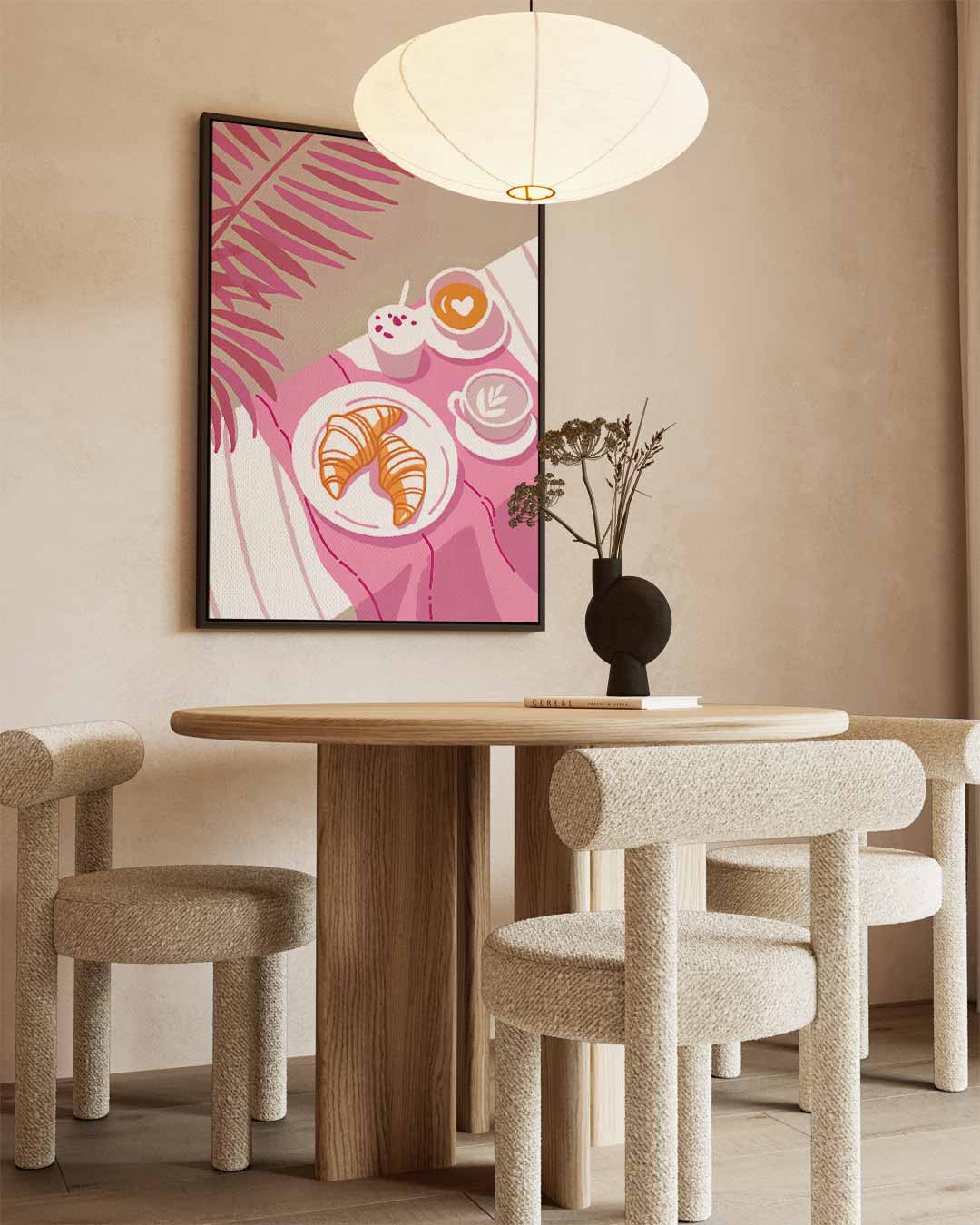 Zonnig Ontbijt op een Roze Picknickkleed Kunstwerk-canvas-dibond-plexiglas-wanddecoratie-WallArtistic