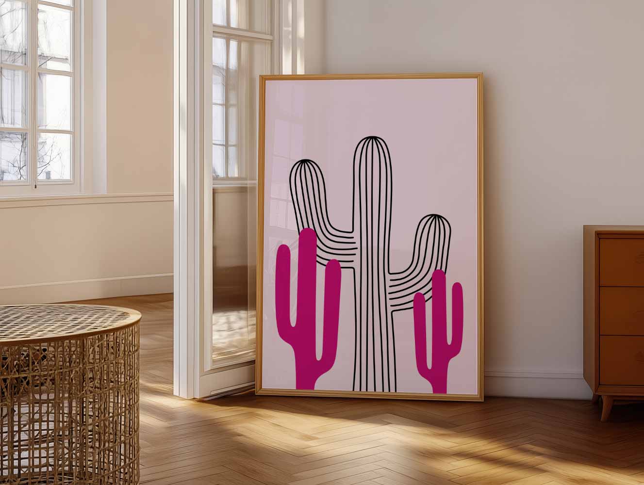 Felgekleurde Cactus Illustratie Poster