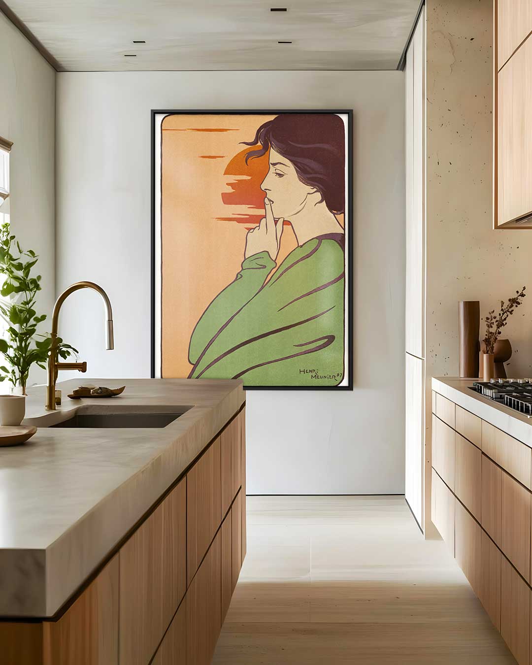 Retro Vrouwelijke Stilte Kunstwerk-canvas-dibond-plexiglas-wanddecoratie-WallArtistic