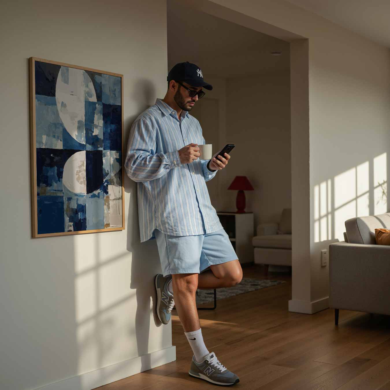 Abstract Blauwe Maannacht Poster-WallArtistic