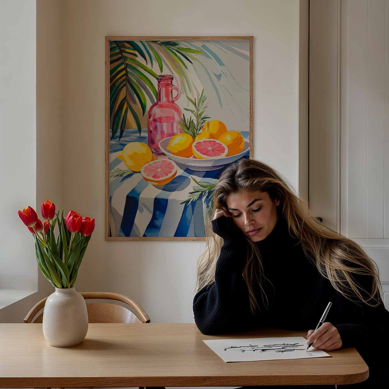 Tropische Vruchten en Palmbladeren Poster-WallArtistic