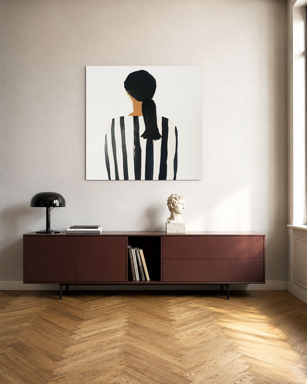 Gestreepte rugfiguur Kunstwerk
