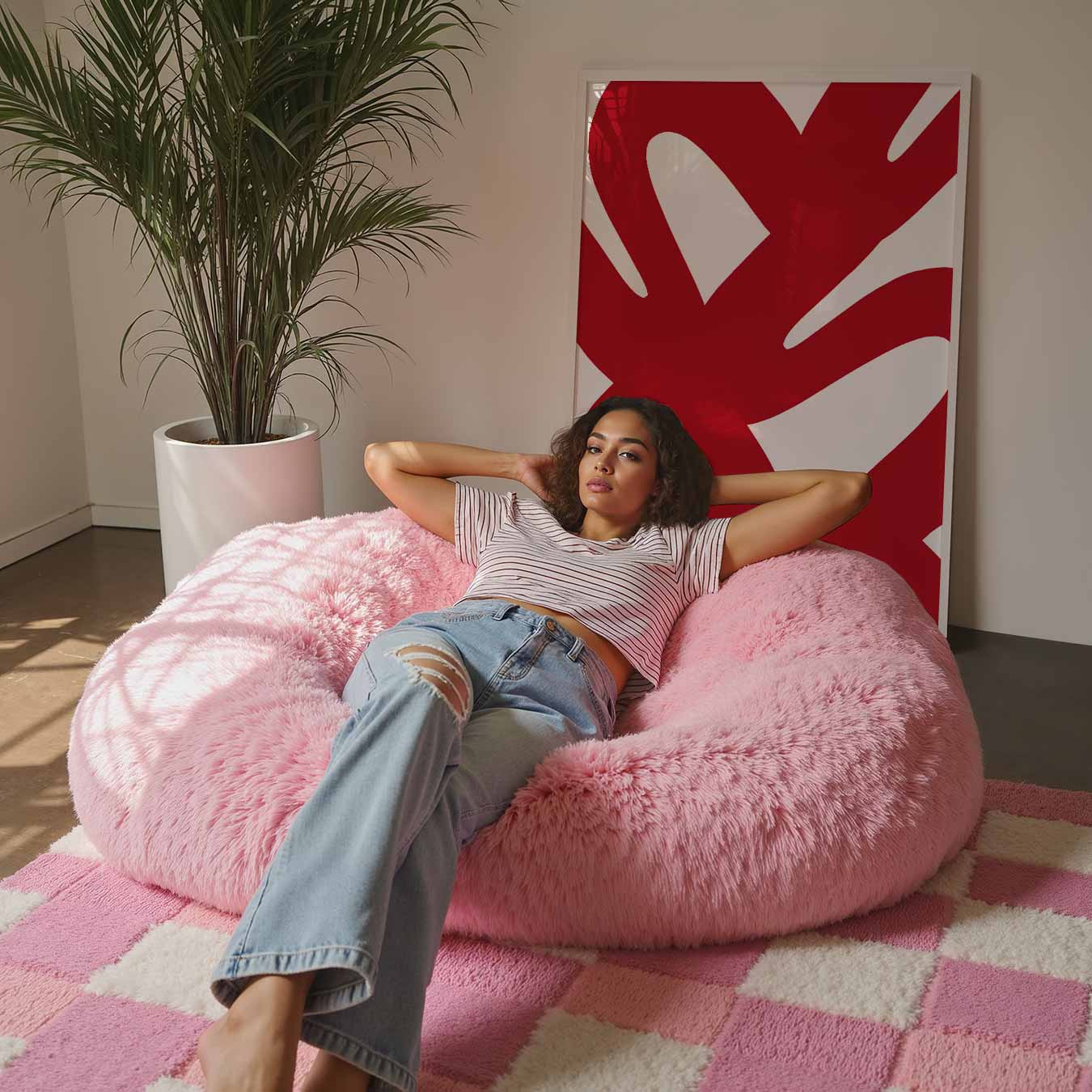 Abstracte Rode Kunstprint Poster-WallArtistic