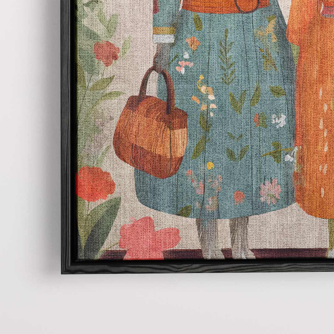 Retro Katten Vriendinnen Kunstwerk-canvas-dibond-plexiglas-wanddecoratie-WallArtistic
