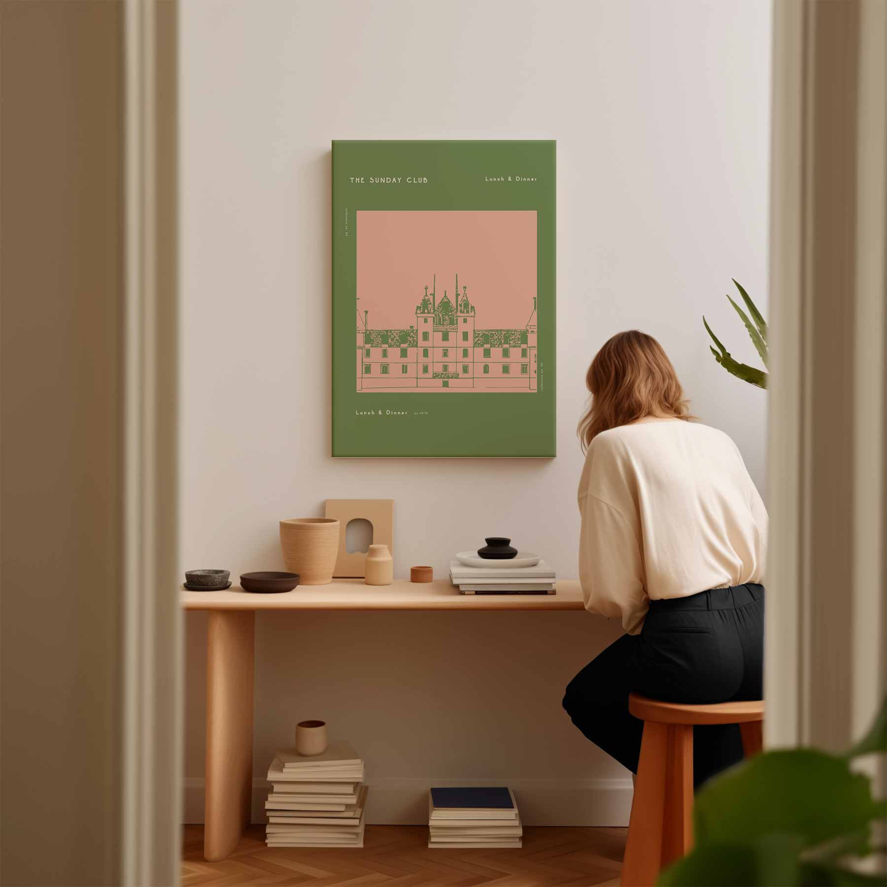 The Sunday Club Menu Illustratie Kunstwerk-canvas-dibond-plexiglas-wanddecoratie-WallArtistic