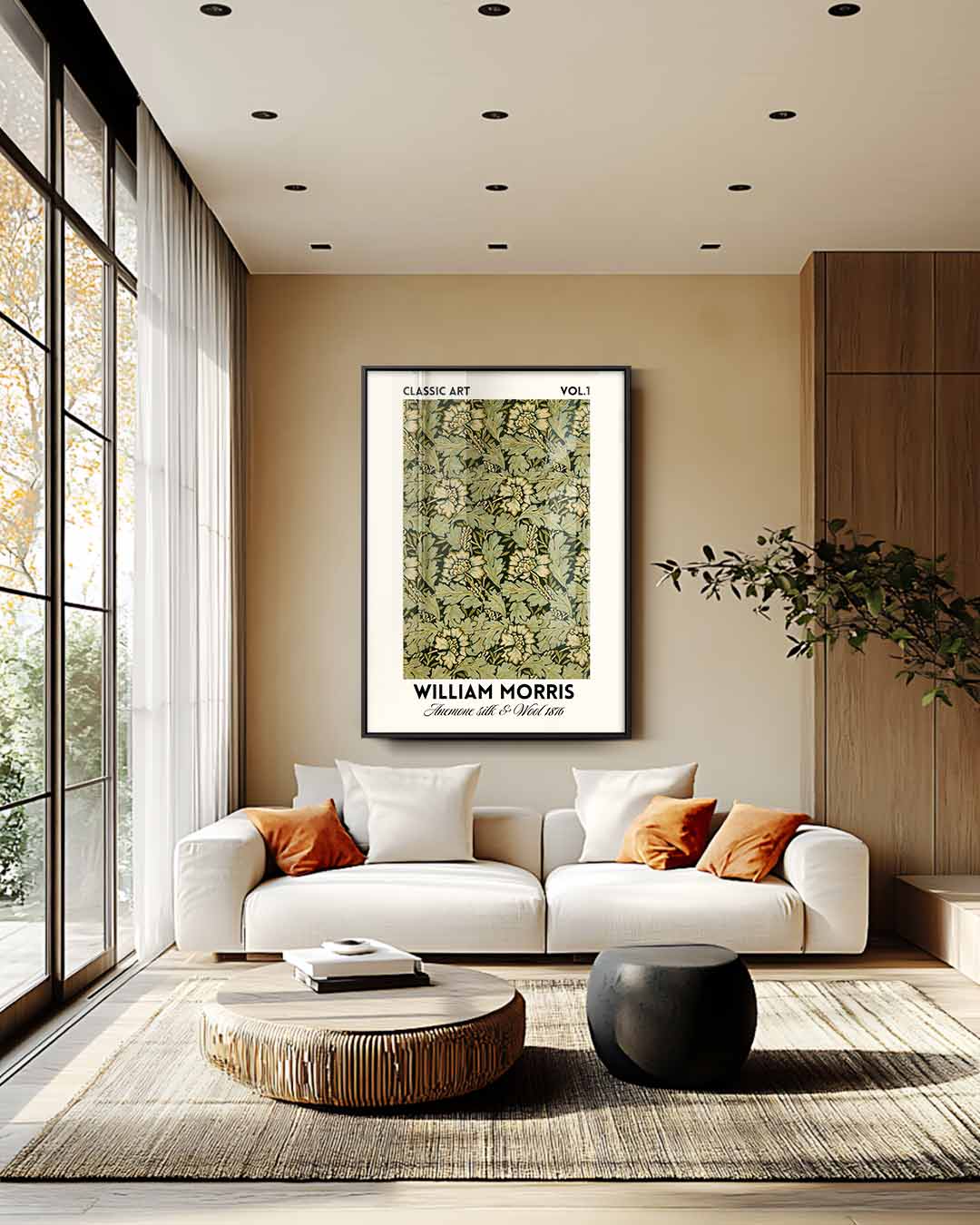 William Morris Anemone Patroon Kunstwerk-canvas-dibond-plexiglas-wanddecoratie-WallArtistic