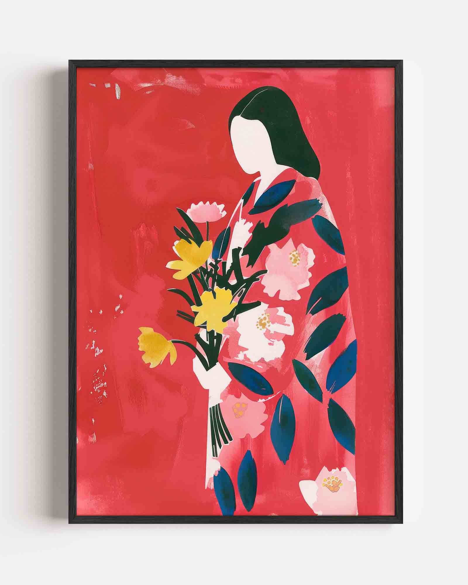 Vrouw met bloemen Poster