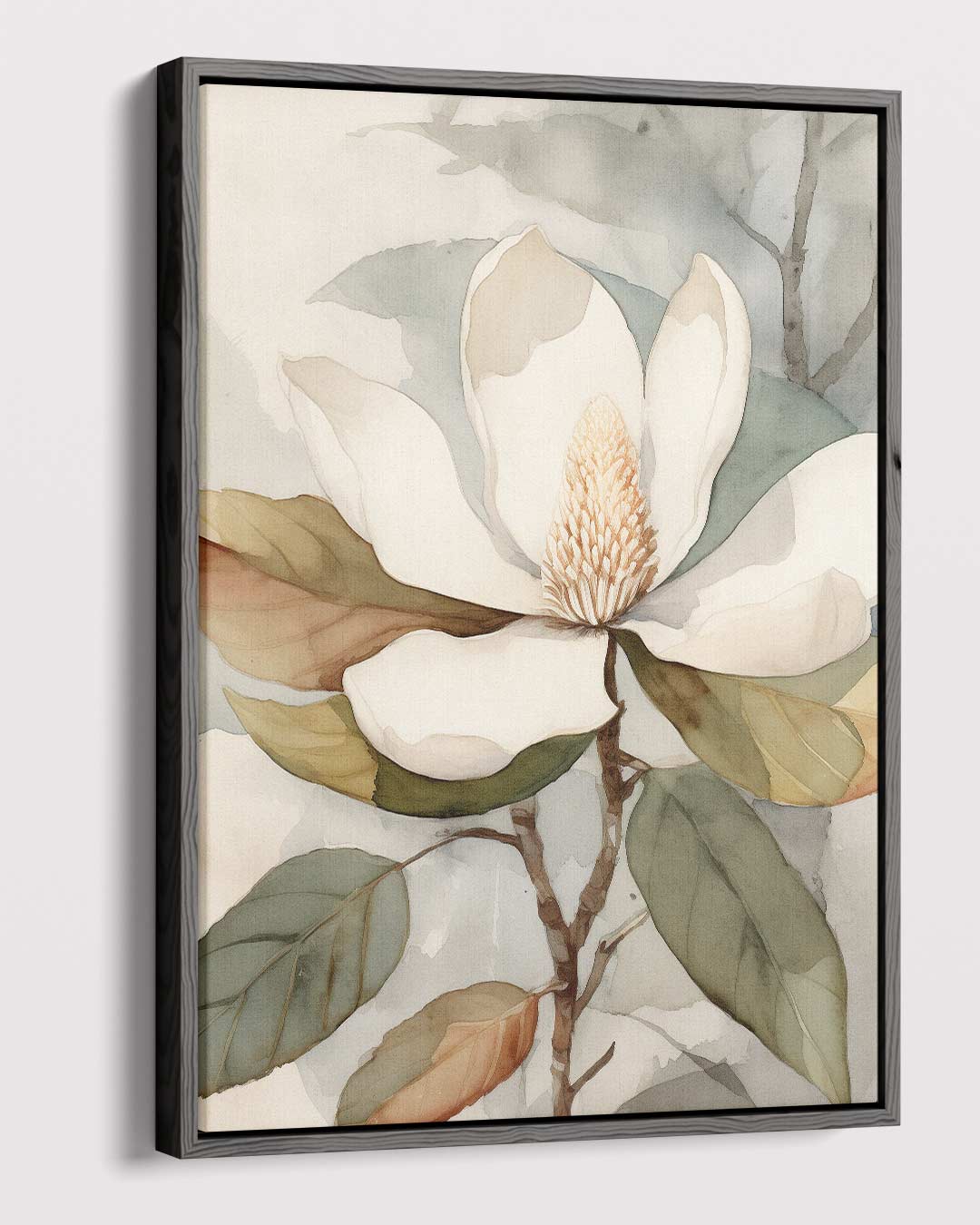Elegante Magnolia Aquarel Kunstwerk-canvas-dibond-plexiglas-wanddecoratie-WallArtistic