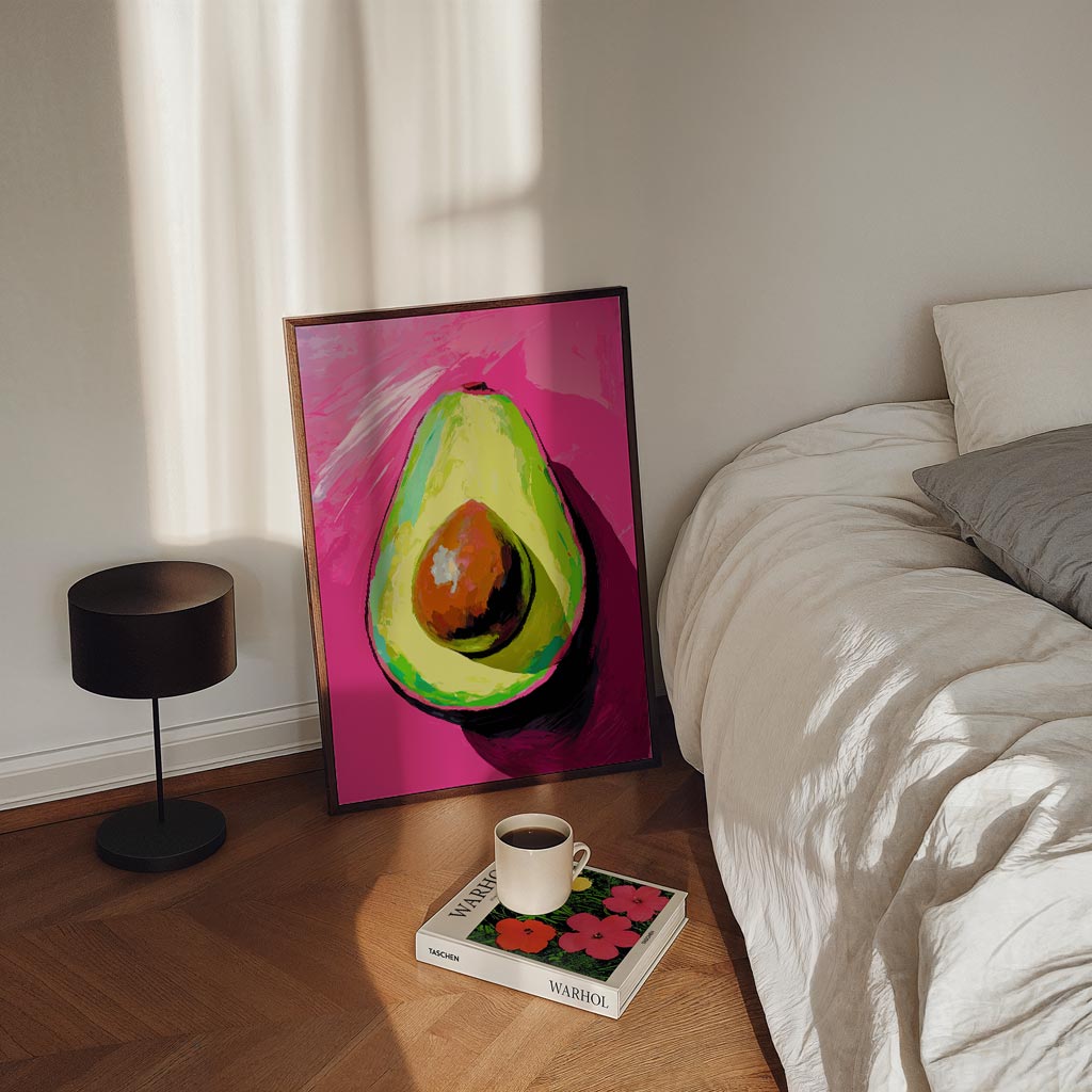 Avocado-kunst op Roze Achtergrond Poster