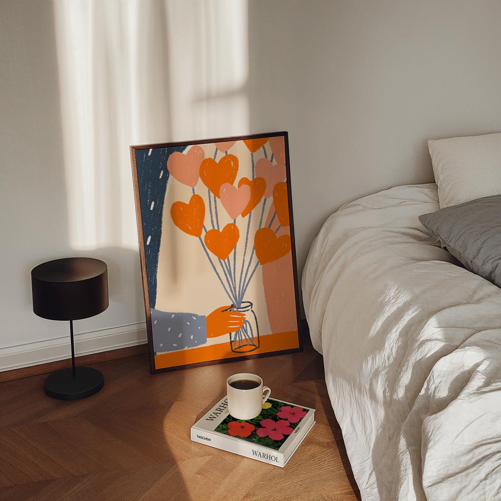 Liefdevolle Hartenbloemen Poster