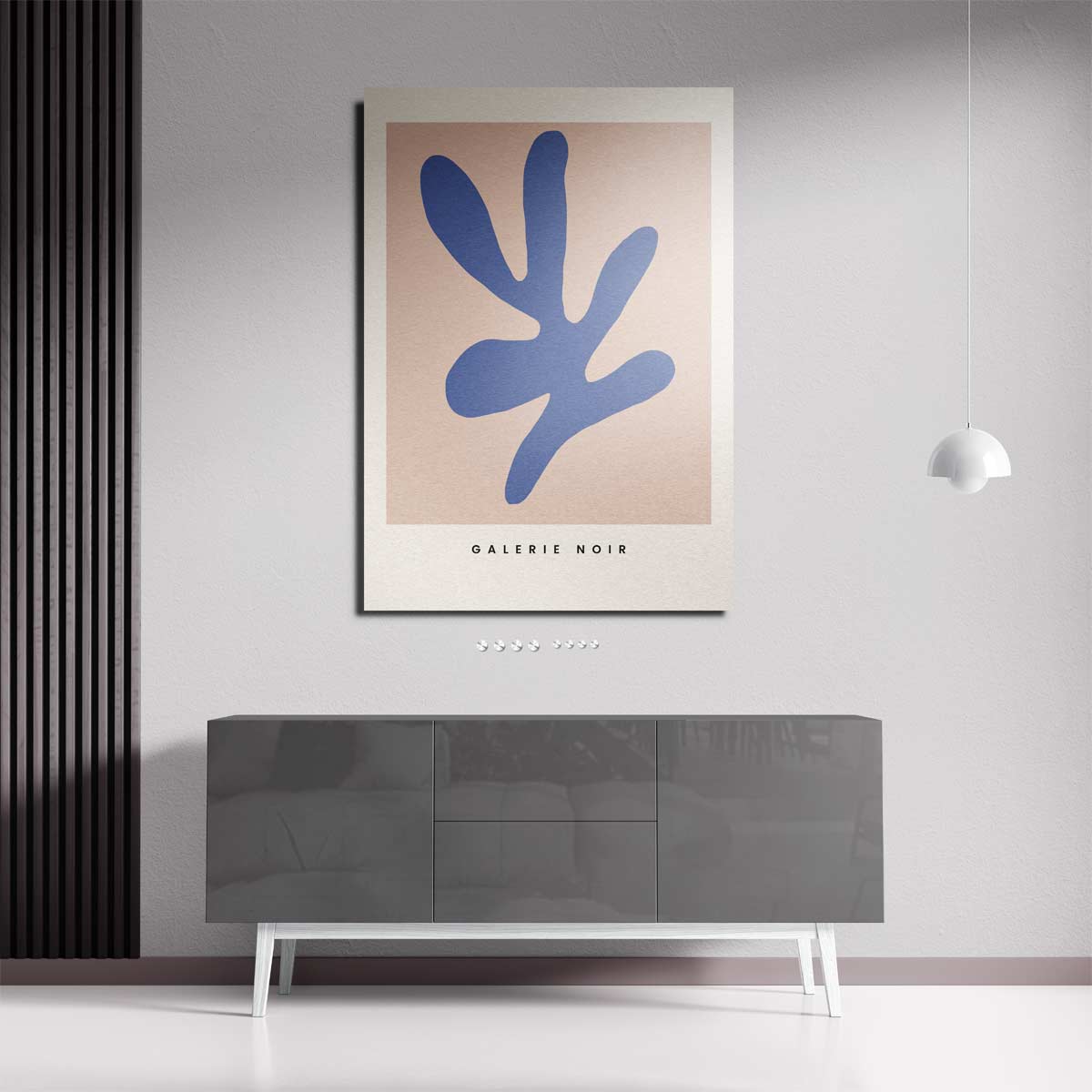 Abstracte Blauw Op Beige Kunstwerk-canvas-dibond-plexiglas-wanddecoratie-WallArtistic