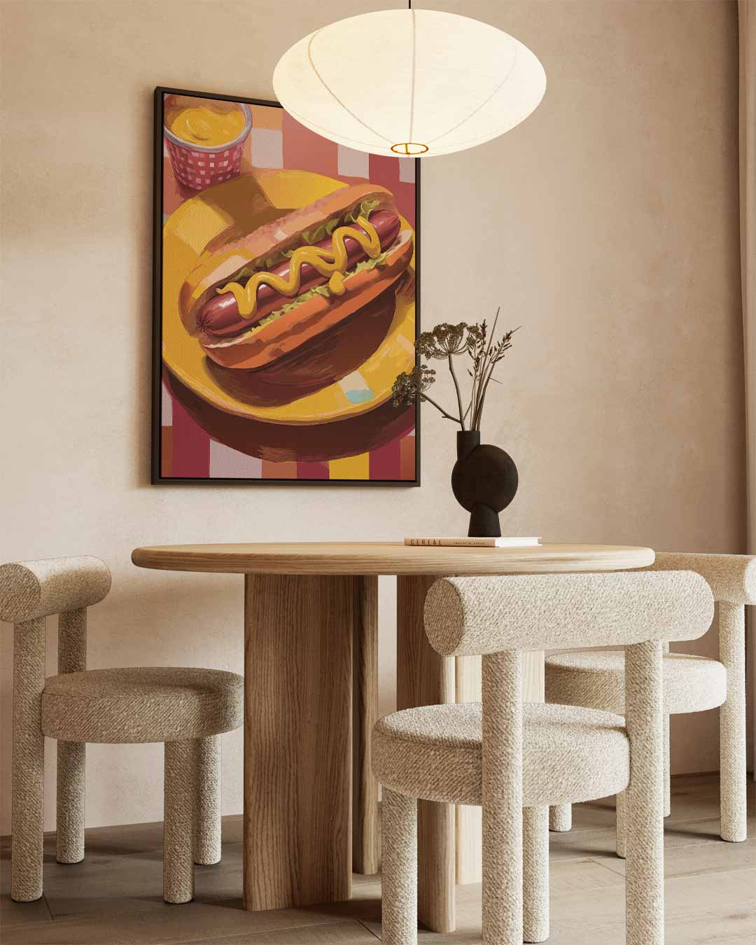 Smakelijke Hotdog Expressie Kunstwerk-canvas-dibond-plexiglas-wanddecoratie-WallArtistic