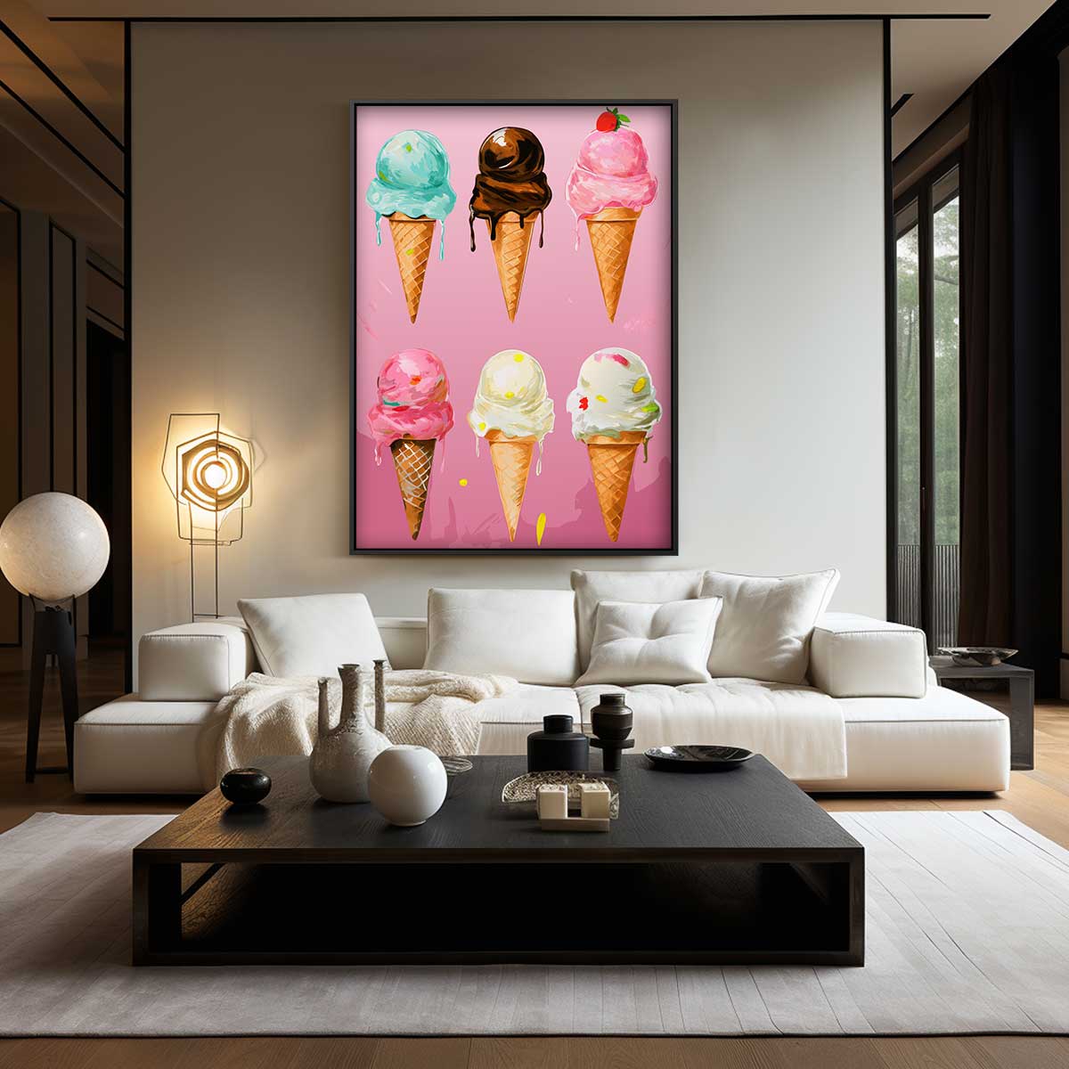 Kleurrijke IJshoorntjes Fantasie Kunstwerk-canvas-dibond-plexiglas-wanddecoratie-WallArtistic