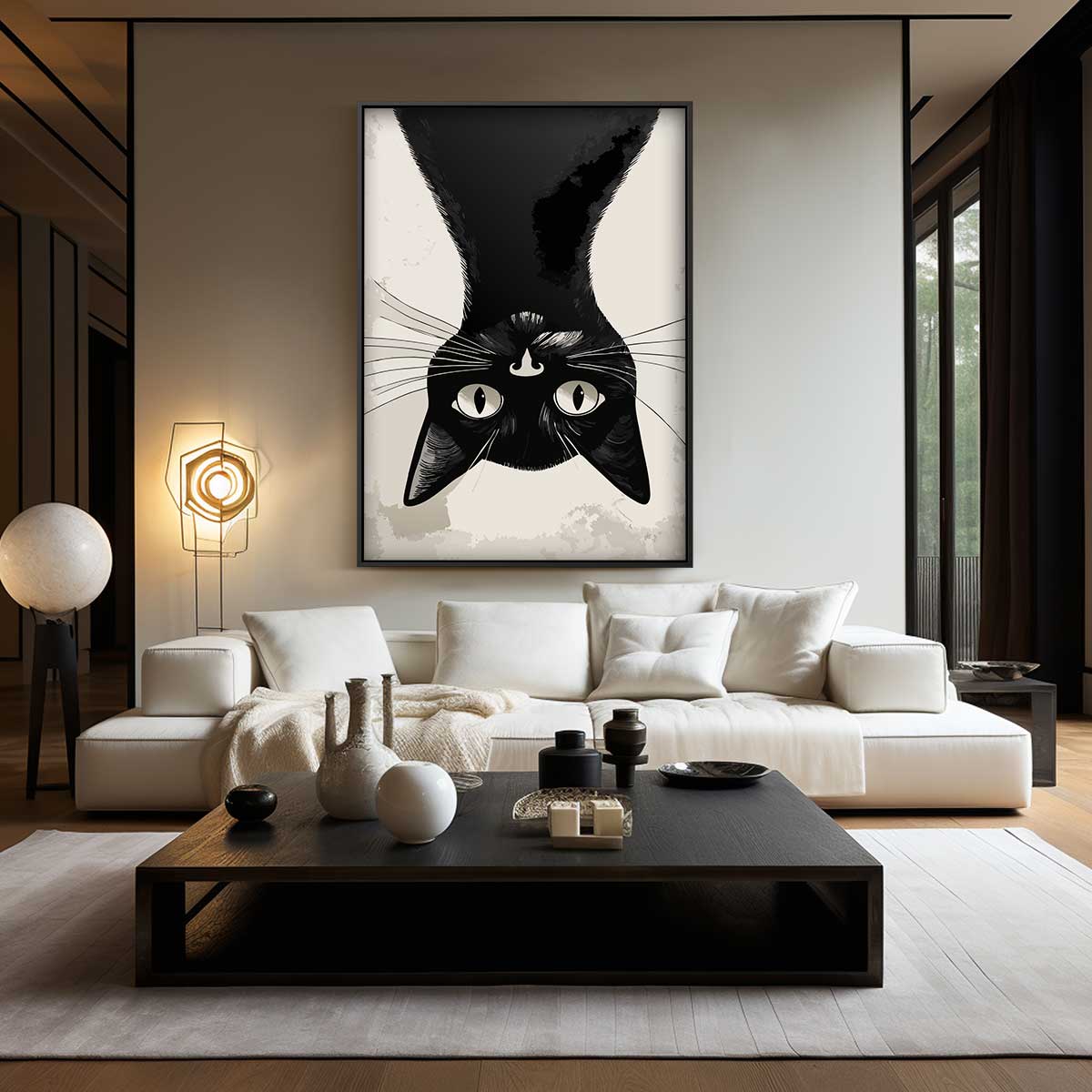 Omgekeerde Kat Verwondering Kunstwerk-canvas-dibond-plexiglas-wanddecoratie-WallArtistic