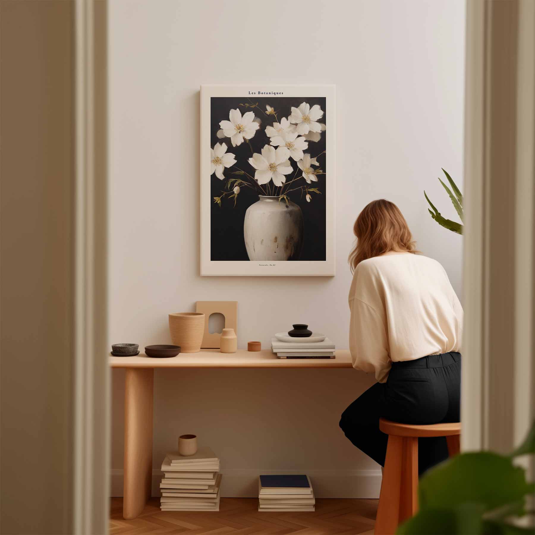 Elegante Bloemen in Rustieke Vaas Kunstwerk-canvas-dibond-plexiglas-wanddecoratie-WallArtistic