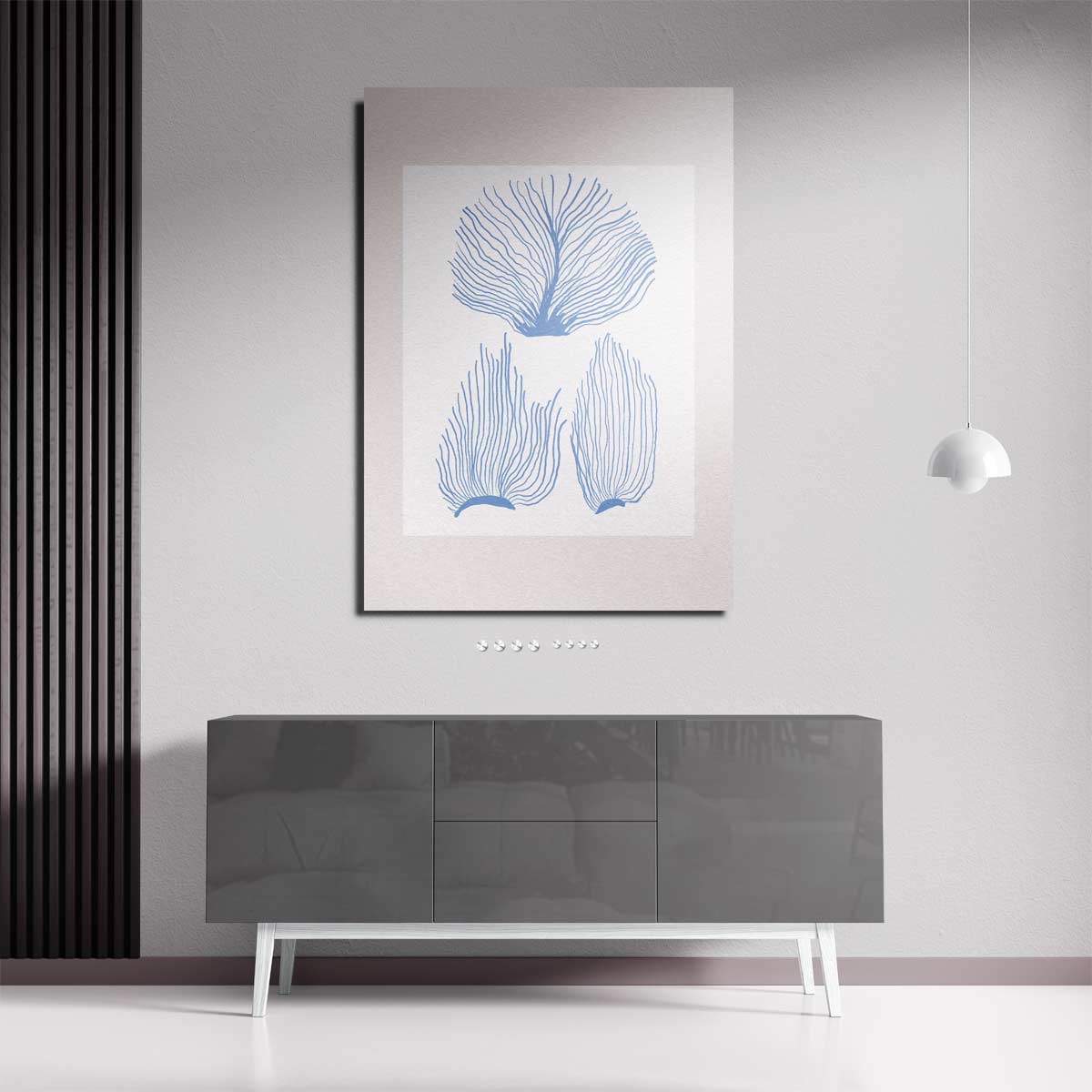 Abstracte Blauwe Kooraalprint Kunstwerk-canvas-dibond-plexiglas-wanddecoratie-WallArtistic