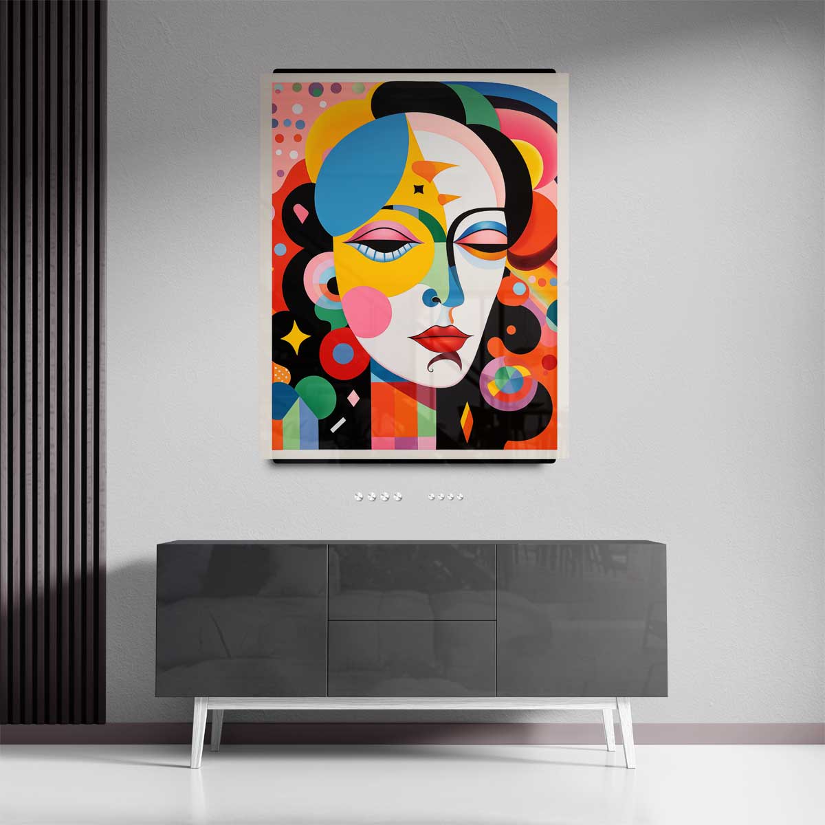 Kleurrijke Dromenportret Kunstwerk-canvas-dibond-plexiglas-wanddecoratie-WallArtistic
