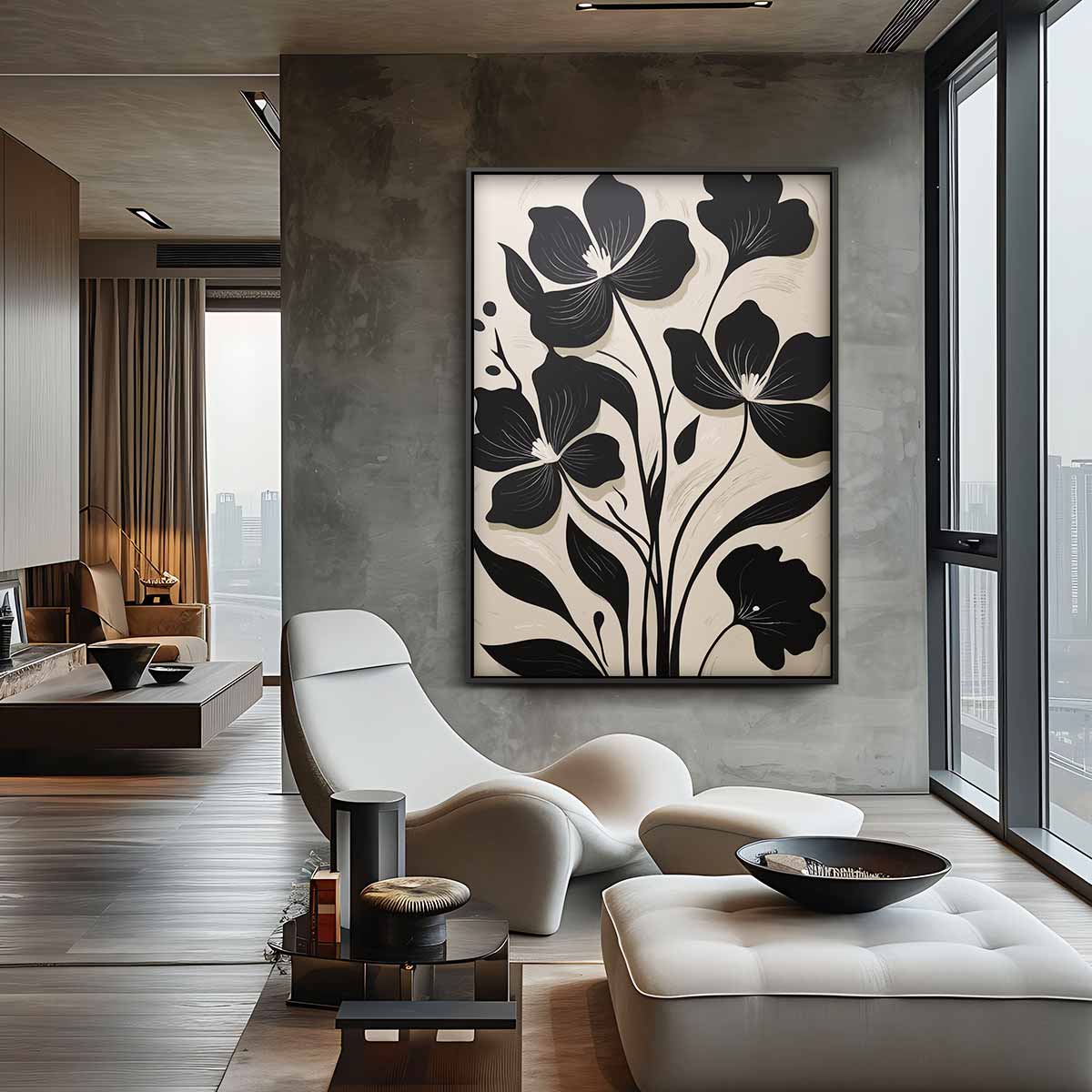 Bloemig Contrast Kunstwerk Kunstwerk-canvas-dibond-plexiglas-wanddecoratie-WallArtistic