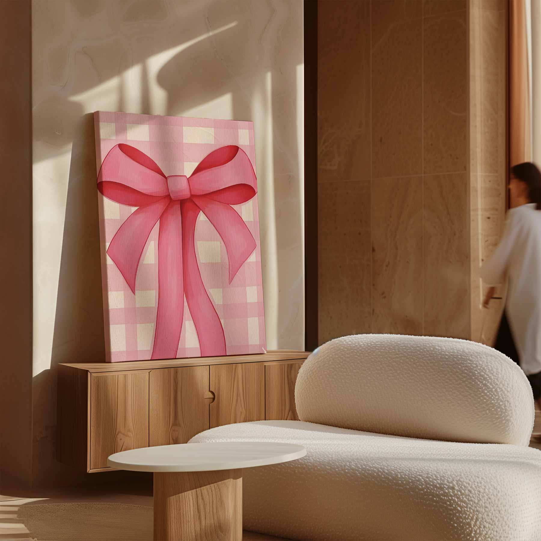 Roze Strik Kunstwerk-canvas-dibond-plexiglas-wanddecoratie-WallArtistic