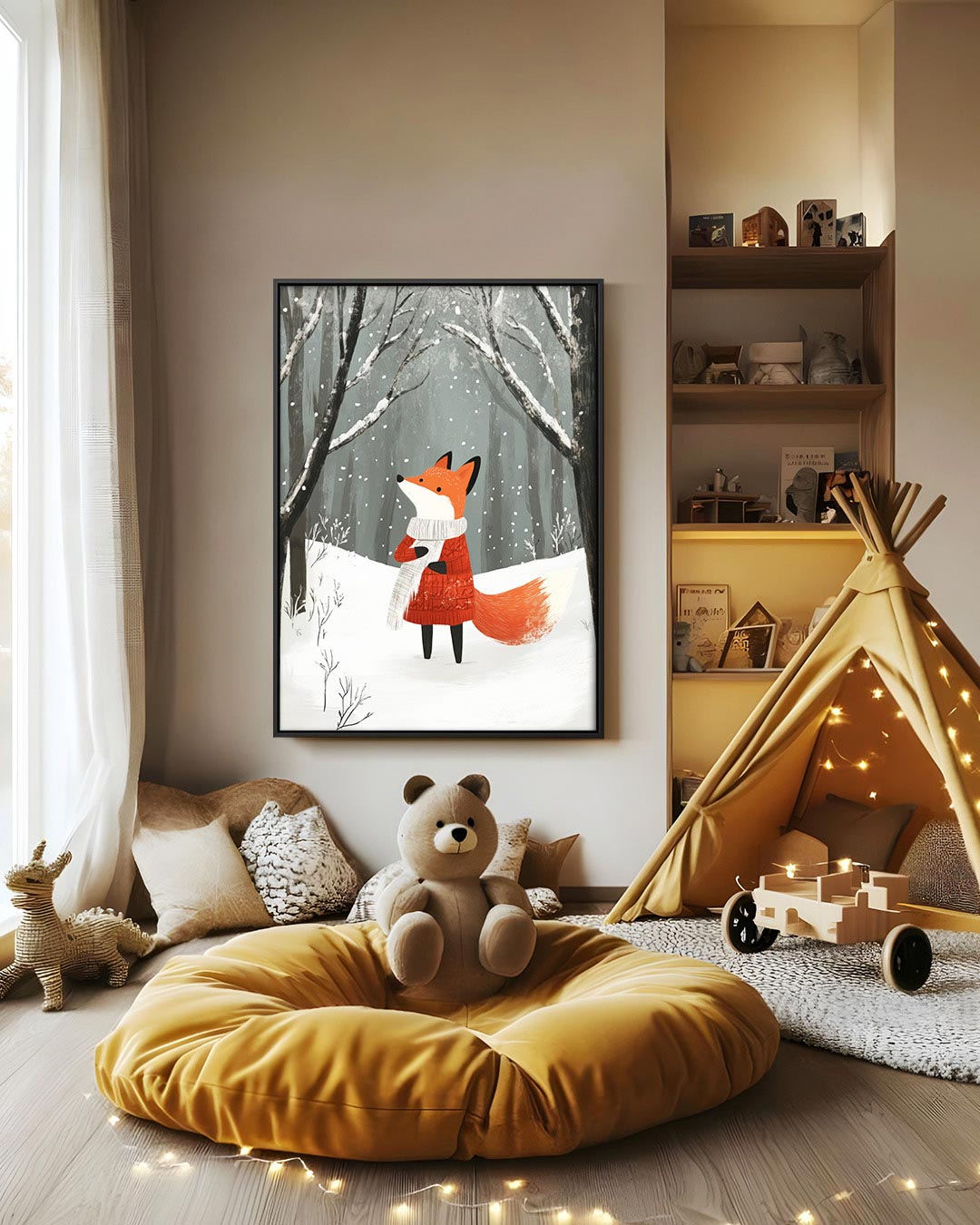 Vos in winterbos Kunstwerk