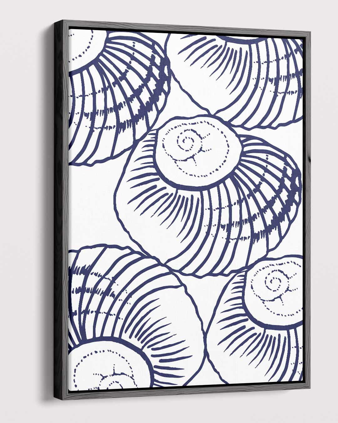 Blauwe Schelpen Illustratie Kunstwerk-canvas-dibond-plexiglas-wanddecoratie-WallArtistic