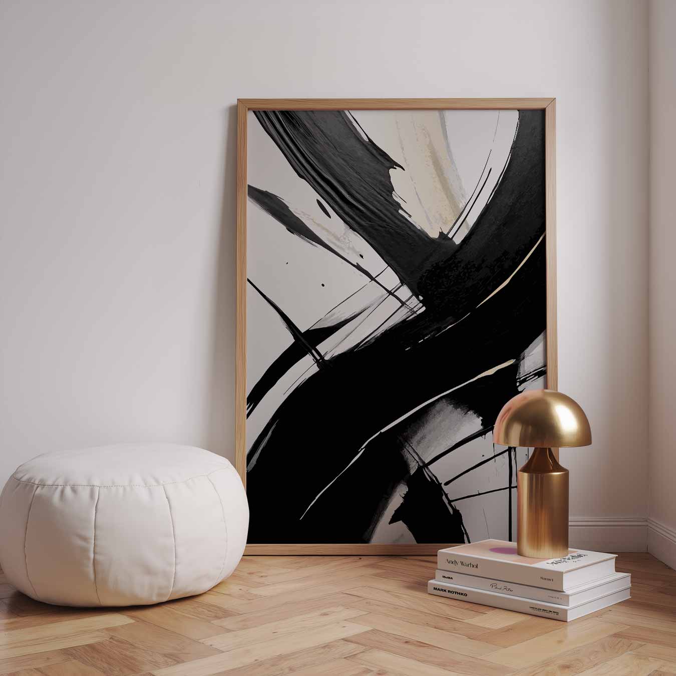 Zwarte en Witte Abstracte Kunstposter-WallArtistic