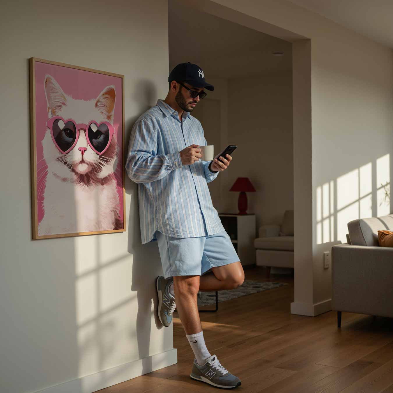 Kat met Hartjesbril Poster-WallArtistic