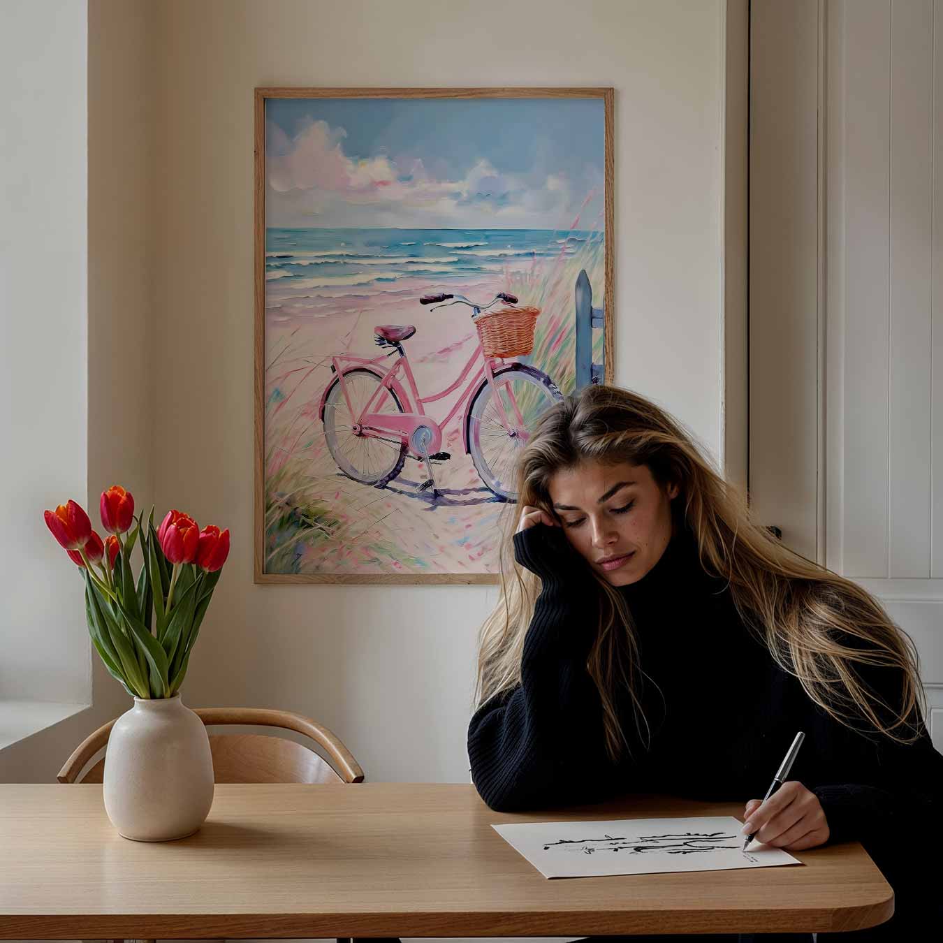Zomerse Fietstocht aan Zee Poster-WallArtistic