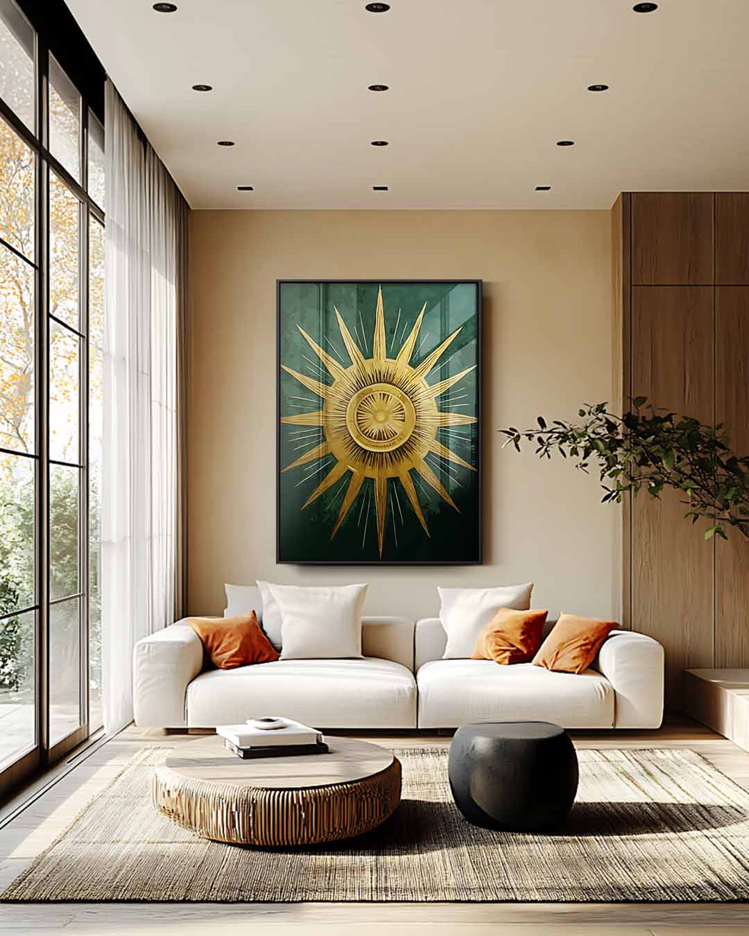 Stralende Zon Metaalprint Kunstwerk-canvas-dibond-plexiglas-wanddecoratie-WallArtistic